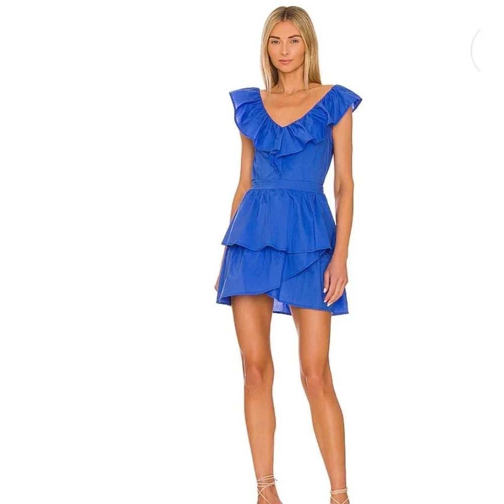 BB Dakota Steve Madden Royal Blue Ruffle Mini Dress V-Neck Cutout Womens M